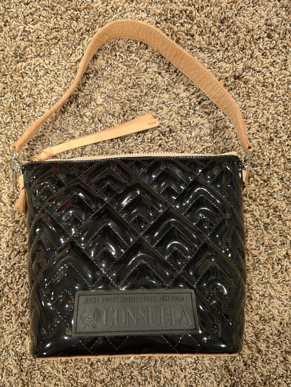 Consuela Inked Downtown Crossbody bag featuring a quilted black patent exterior - Picture 3 of 14